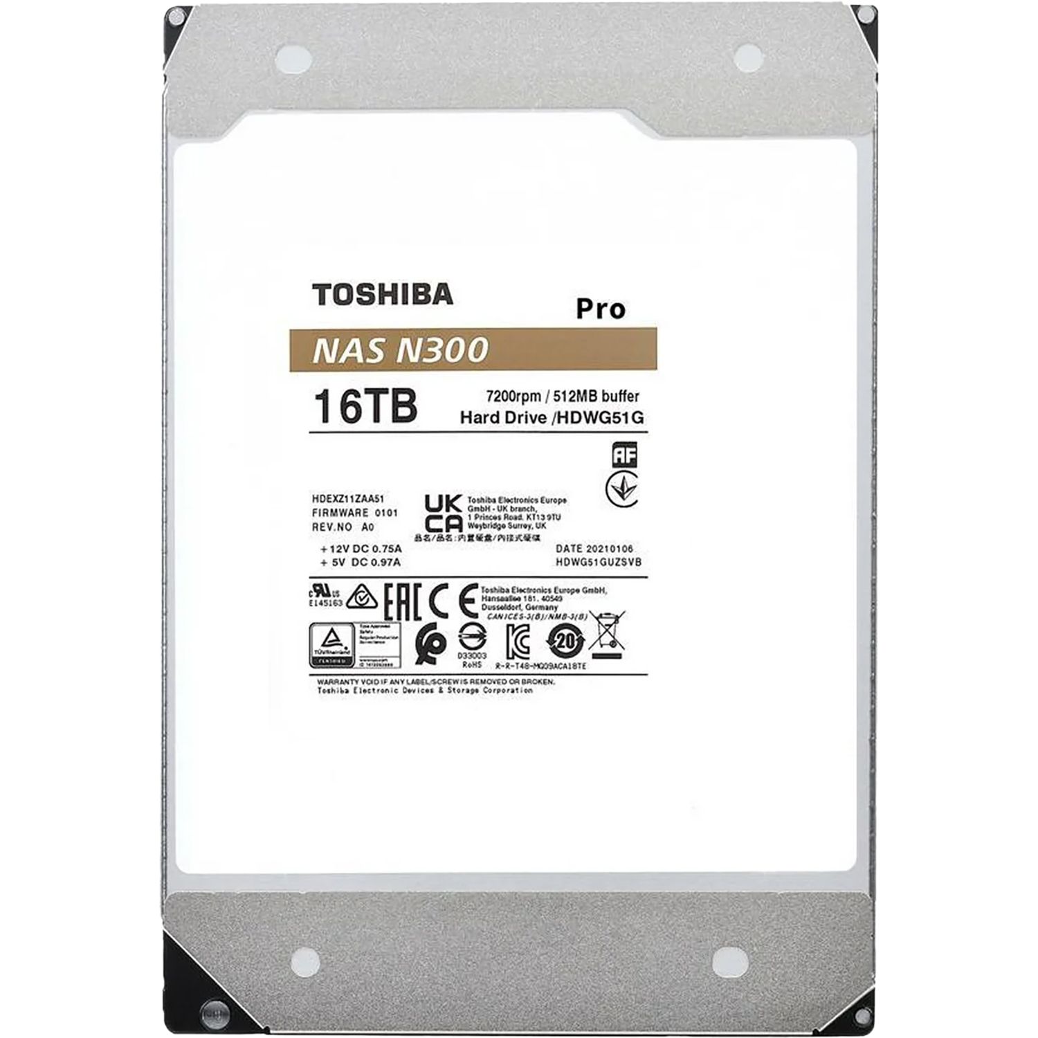 Жесткий диск Toshiba N300 Pro NAS 16Tb (HDWG51GXZSTB)