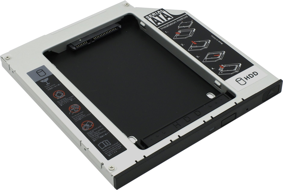Переходник Espada SS95 для установки HDD/SSD 2,5" вместо DVD slim, высота 9,5 мм (Адаптер - MiniSATA (7 + 6 pin), HDD - SATA (7 + 15 pin), 125x123x10 